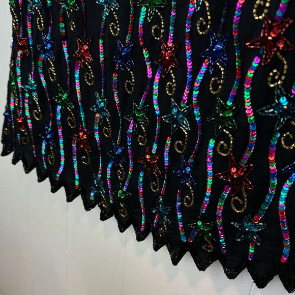 Vintage Beaded Sequin Star Top M - Picture 7 of 11
